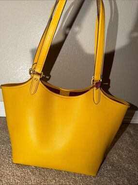 Coach Yellow Pebbled Leather Double-Handle Day Tote